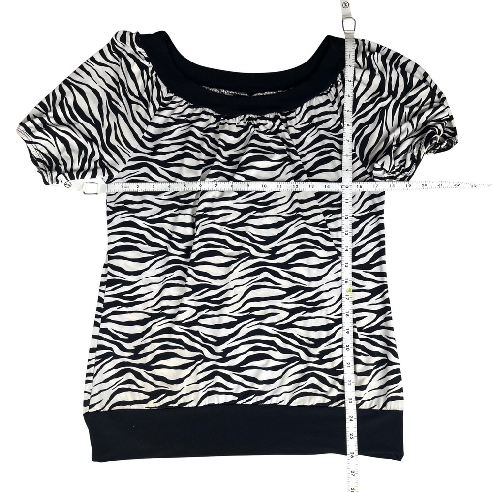 Y2K‎ 2000's Blouse Zebra Print Banded Hem Womens M/L Mob Wife Retro Indie Party - Picture 6 of 6